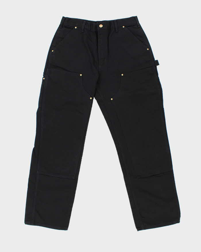 DS Carhartt B01 BLK Firm Duck Canvas Double Front Loose Fit Made In USA Carpenter Trousers - W34 L32