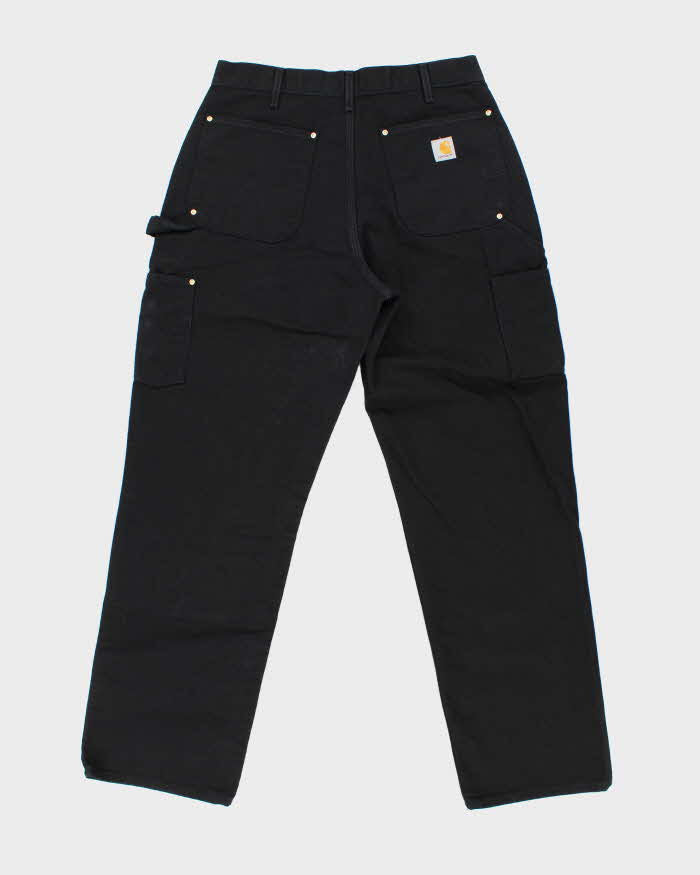 DS Carhartt B01 BLK Firm Duck Canvas Double Front Loose Fit Made In USA Carpenter Trousers - W34 L32