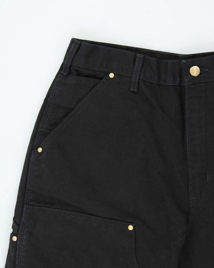 DS Carhartt B01 BLK Firm Duck Canvas Double Front Loose Fit Made In USA Carpenter Trousers - W34 L32