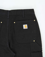 DS Carhartt B01 BLK Firm Duck Canvas Double Front Loose Fit Made In USA Carpenter Trousers - W34 L32