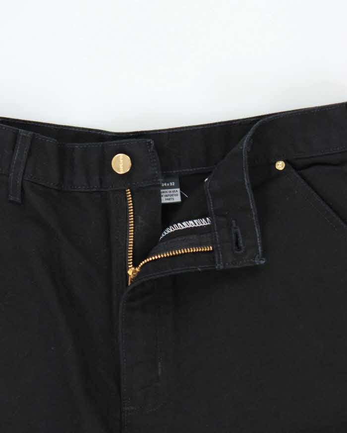 DS Carhartt B01 BLK Firm Duck Canvas Double Front Loose Fit Made In USA Carpenter Trousers - W34 L32