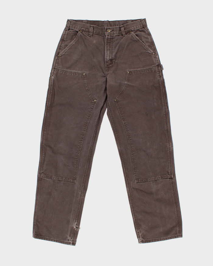 Vintage Carhartt B136 DKB Distressed Duck Double Front Dungaree Fit Carpenter Trousers - W32 L33