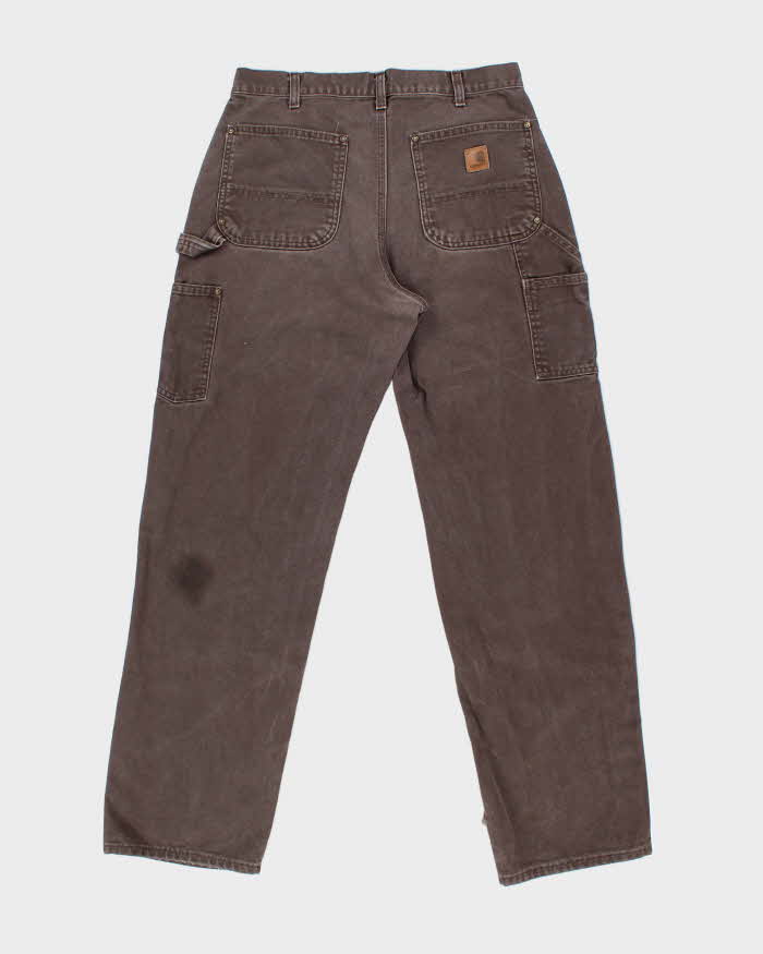 Vintage Carhartt B136 DKB Distressed Duck Double Front Dungaree Fit Carpenter Trousers - W32 L33