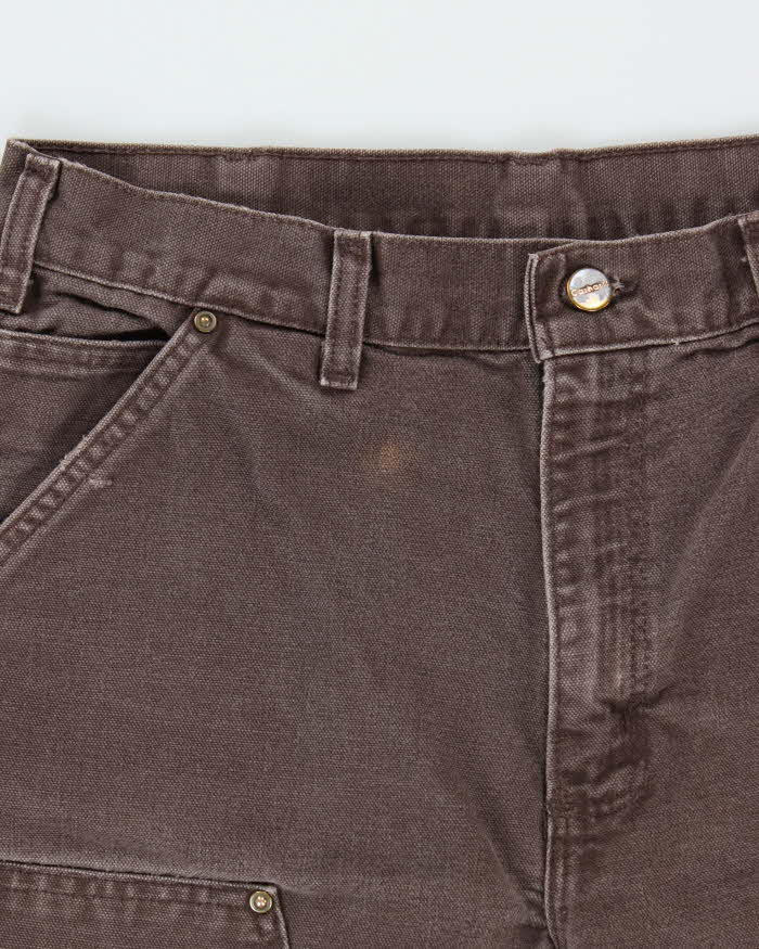 Vintage Carhartt B136 DKB Distressed Duck Double Front Dungaree Fit Carpenter Trousers - W32 L33