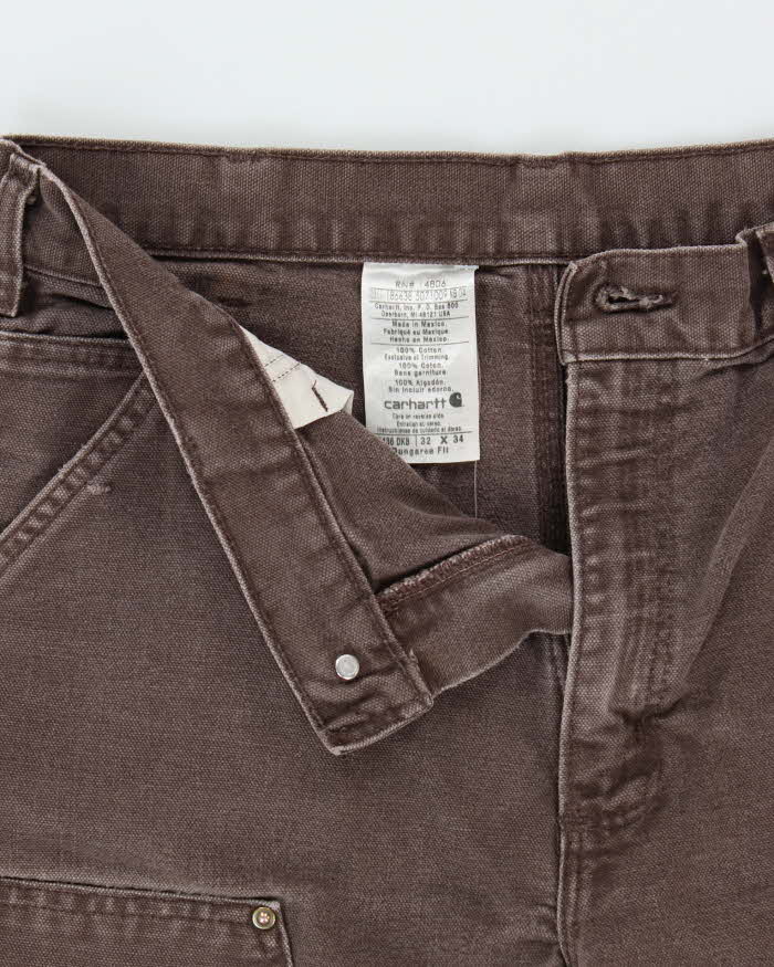 Vintage Carhartt B136 DKB Distressed Duck Double Front Dungaree Fit Carpenter Trousers - W32 L33