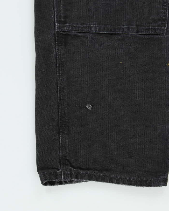 Vintage Carhartt B01 BLK Distressed Duck Canvas Double Front Loose Fit Carpenter Trousers - W34 L31