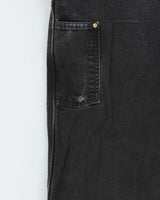 Vintage Carhartt B01 BLK Distressed Duck Canvas Double Front Loose Fit Carpenter Trousers - W34 L31