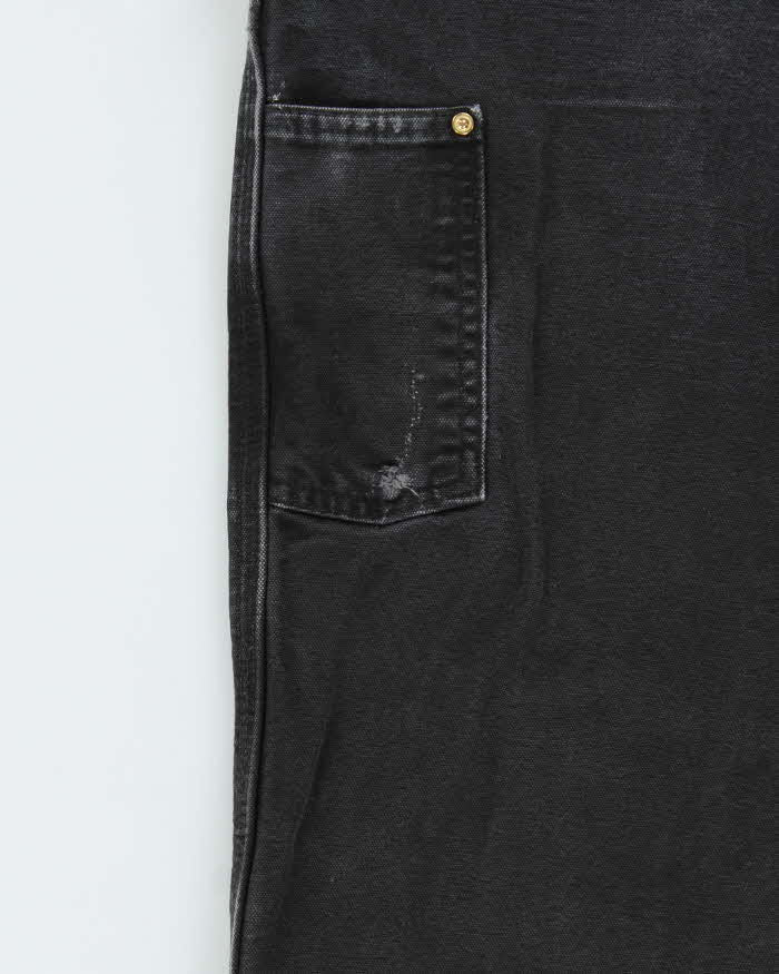 Vintage Carhartt B01 BLK Distressed Duck Canvas Double Front Loose Fit Carpenter Trousers - W34 L31