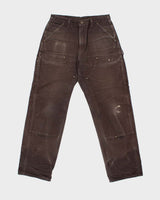 Vintage Carhartt B136 DKB Distressed Duck Double Front Dungaree Fit Carpenter Trousers - W32 L32