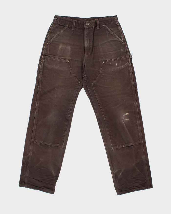 Vintage Carhartt B136 DKB Distressed Duck Double Front Dungaree Fit Carpenter Trousers - W32 L32