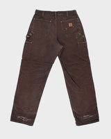 Vintage Carhartt B136 DKB Distressed Duck Double Front Dungaree Fit Carpenter Trousers - W32 L32