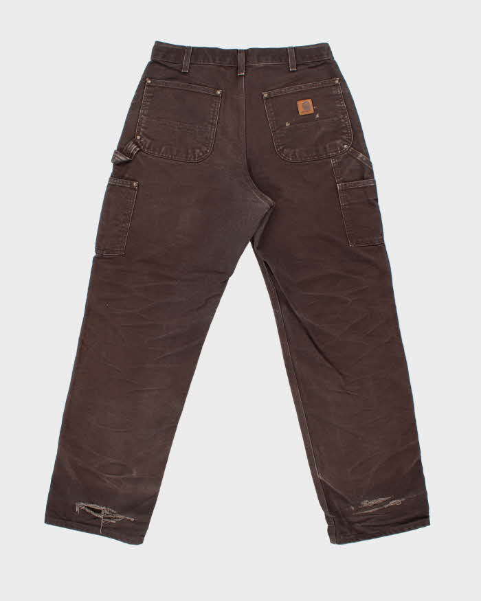 Vintage Carhartt B136 DKB Distressed Duck Double Front Dungaree Fit Carpenter Trousers - W32 L32