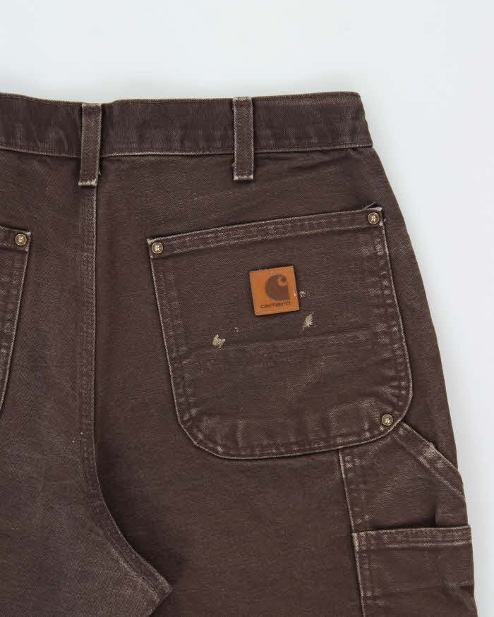 Vintage Carhartt B136 DKB Distressed Duck Double Front Dungaree Fit Carpenter Trousers - W32 L32