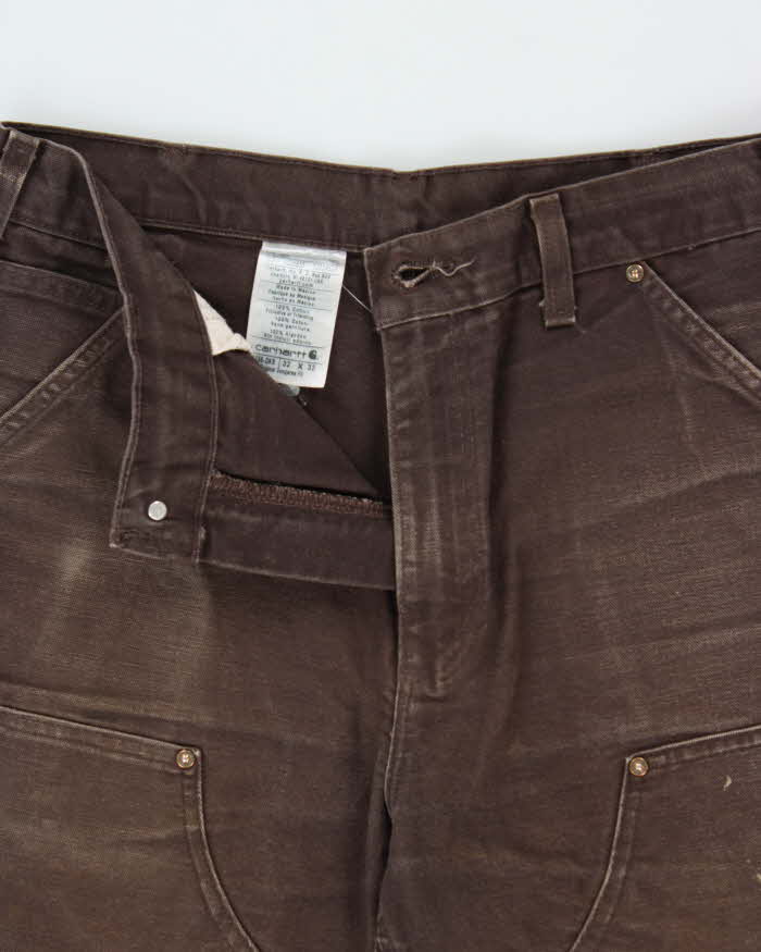 Vintage Carhartt B136 DKB Distressed Duck Double Front Dungaree Fit Carpenter Trousers - W32 L32