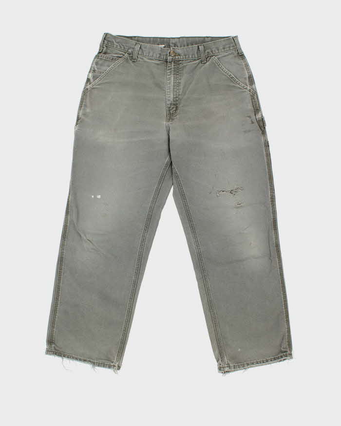 Vintage Y2K 00s Carhartt B11 Moss Distressed Dungaree Fit Carpenter Trousers - W32 L32