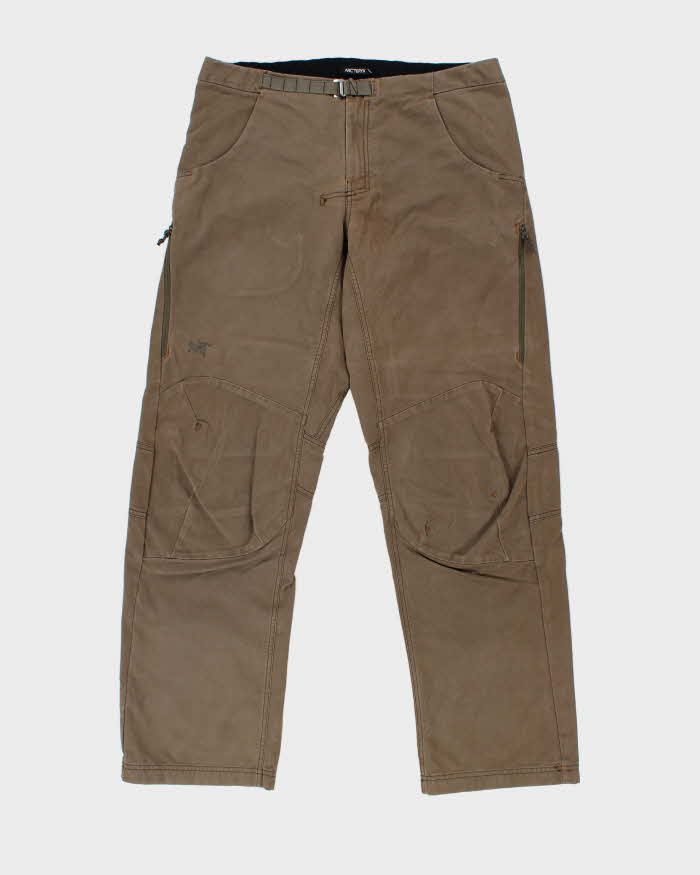 Vintage Arc'teryx Nia Khaki Multi Pocket Cotton Blend Wide Leg Technical Trousers - W36 L34
