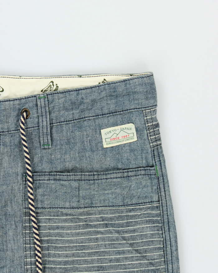 Vintage Edwin 760RS Chambray Denim Banana Fibre Relaxed Straight Leg Trousers - W36 L32