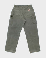 Vintage Y2K 00s Carhartt Khaki Duck Canvas Wide Leg Cargo Workwear Trousers - W32 L32