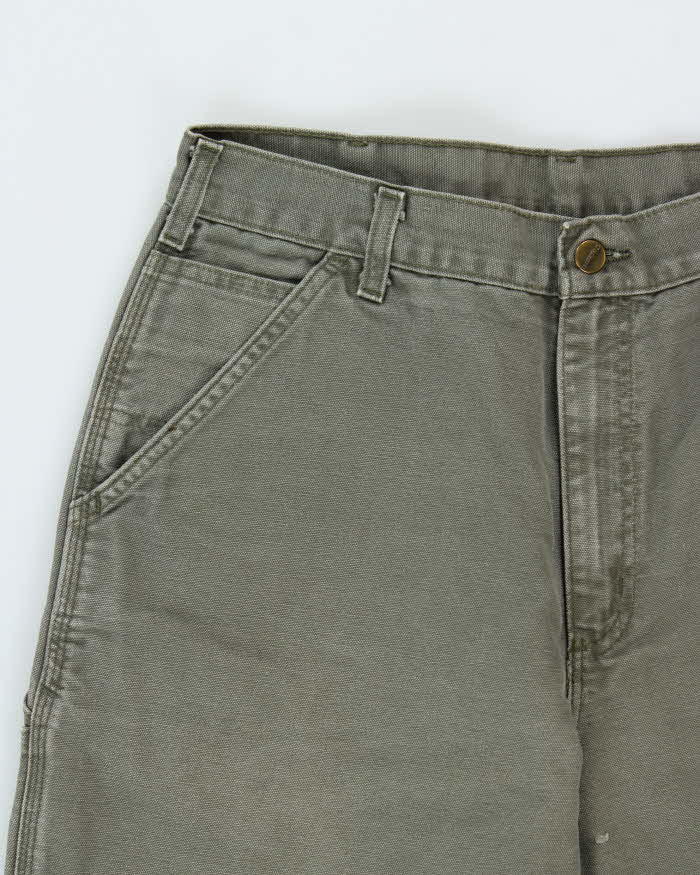 Vintage Y2K 00s Carhartt Khaki Duck Canvas Wide Leg Cargo Workwear Trousers - W32 L32
