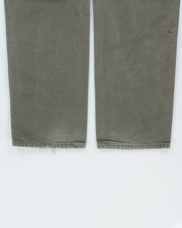 Vintage Y2K 00s Carhartt Khaki Duck Canvas Wide Leg Cargo Workwear Trousers - W32 L32