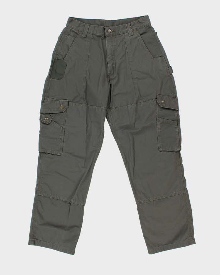 Vintage Carhartt B342 Ripstop Double Knee Khaki Canvas Relaxed Fit Workwear Trousers - W32 L32