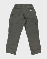 Vintage Carhartt B342 Ripstop Double Knee Khaki Canvas Relaxed Fit Workwear Trousers - W32 L32