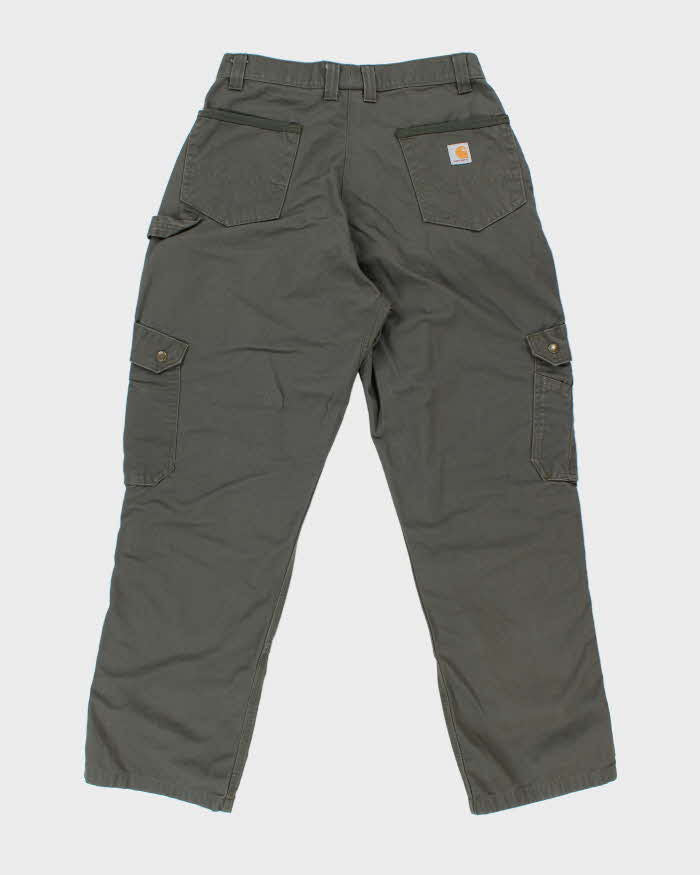 Vintage Carhartt B342 Ripstop Double Knee Khaki Canvas Relaxed Fit Workwear Trousers - W32 L32
