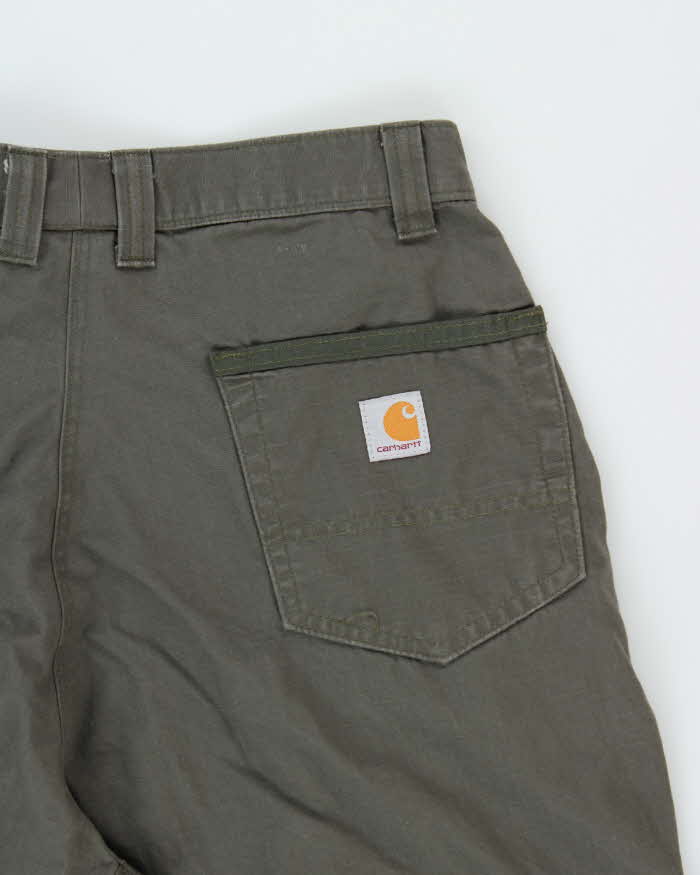 Vintage Carhartt B342 Ripstop Double Knee Khaki Canvas Relaxed Fit Workwear Trousers - W32 L32