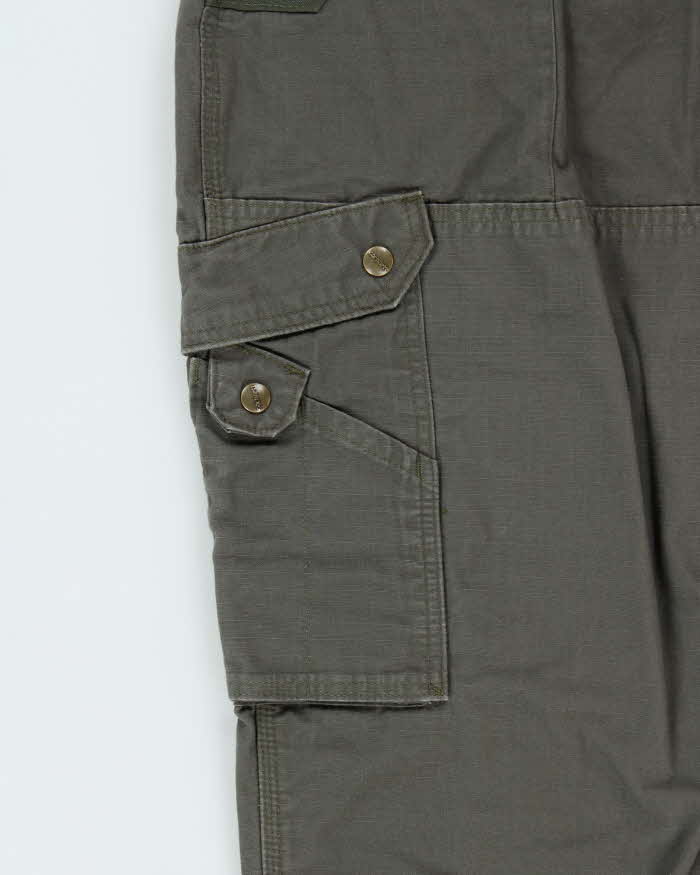 Vintage Carhartt B342 Ripstop Double Knee Khaki Canvas Relaxed Fit Workwear Trousers - W32 L32