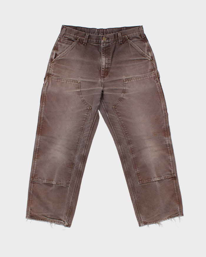 Vintage Y2K 00s Carhartt B01 Made In USA Double Knee Distressed Canvas Dungaree Fit Carpenter Trousers - W34 L28
