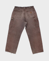 Vintage Y2K 00s Carhartt B01 Made In USA Double Knee Distressed Canvas Dungaree Fit Carpenter Trousers - W34 L28