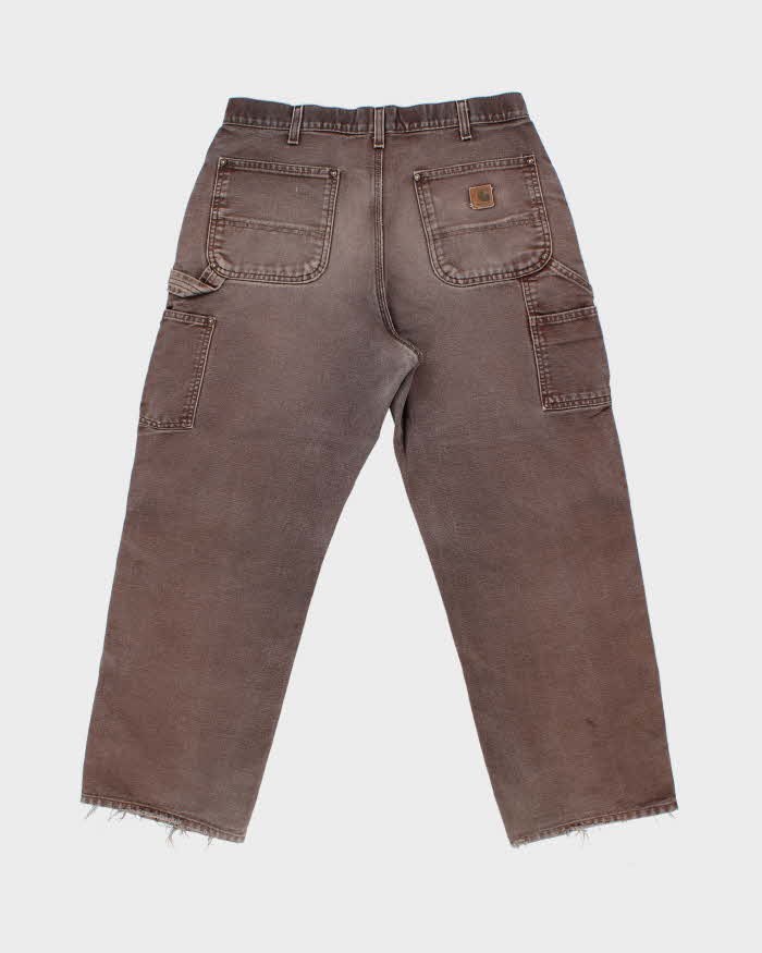 Vintage Y2K 00s Carhartt B01 Made In USA Double Knee Distressed Canvas Dungaree Fit Carpenter Trousers - W34 L28