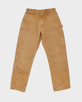 Vintage Carhartt B01 Made In USA Double Knee Tan Canvas Relaxed Fit Carpenter Trousers - W30 L31