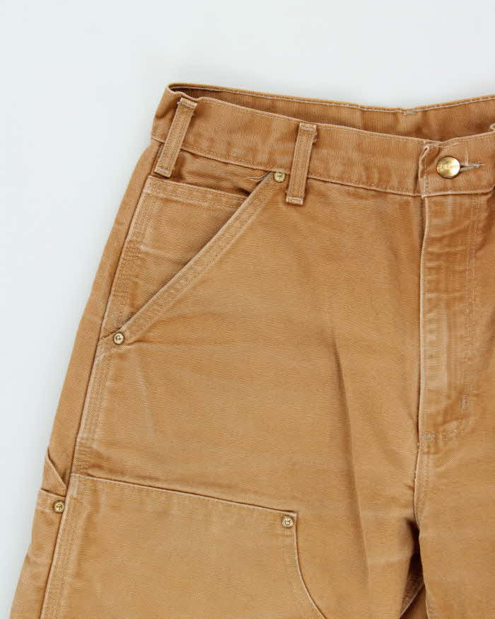 Vintage Carhartt B01 Made In USA Double Knee Tan Canvas Relaxed Fit Carpenter Trousers - W30 L31