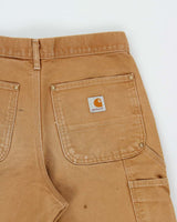 Vintage Carhartt B01 Made In USA Double Knee Tan Canvas Relaxed Fit Carpenter Trousers - W30 L31