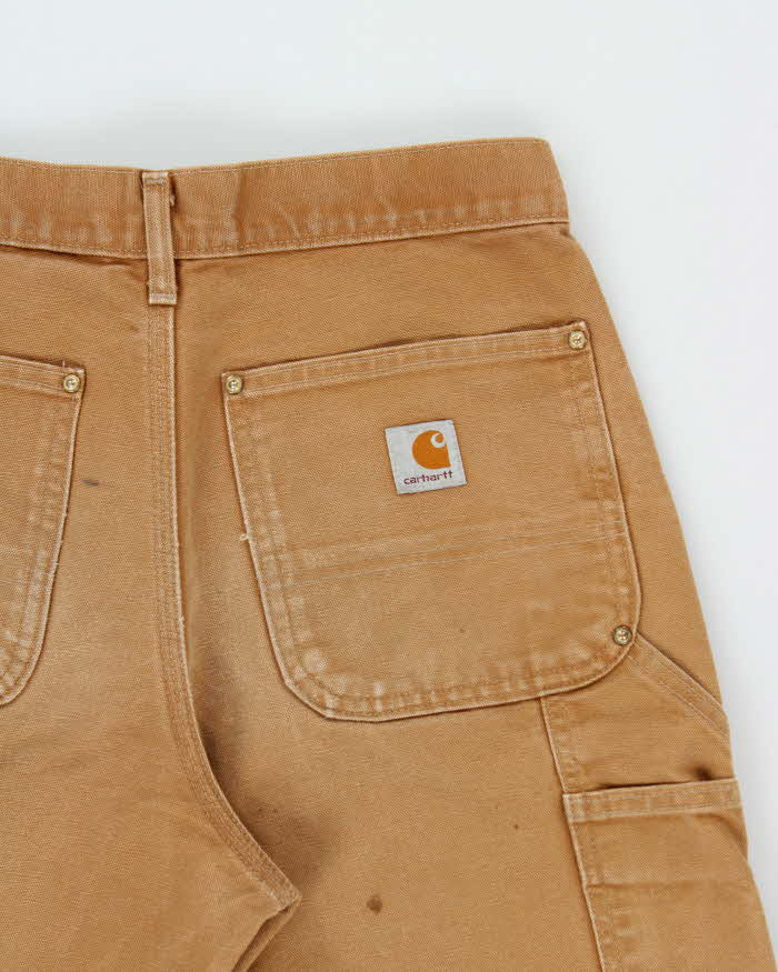 Vintage Carhartt B01 Made In USA Double Knee Tan Canvas Relaxed Fit Carpenter Trousers - W30 L31