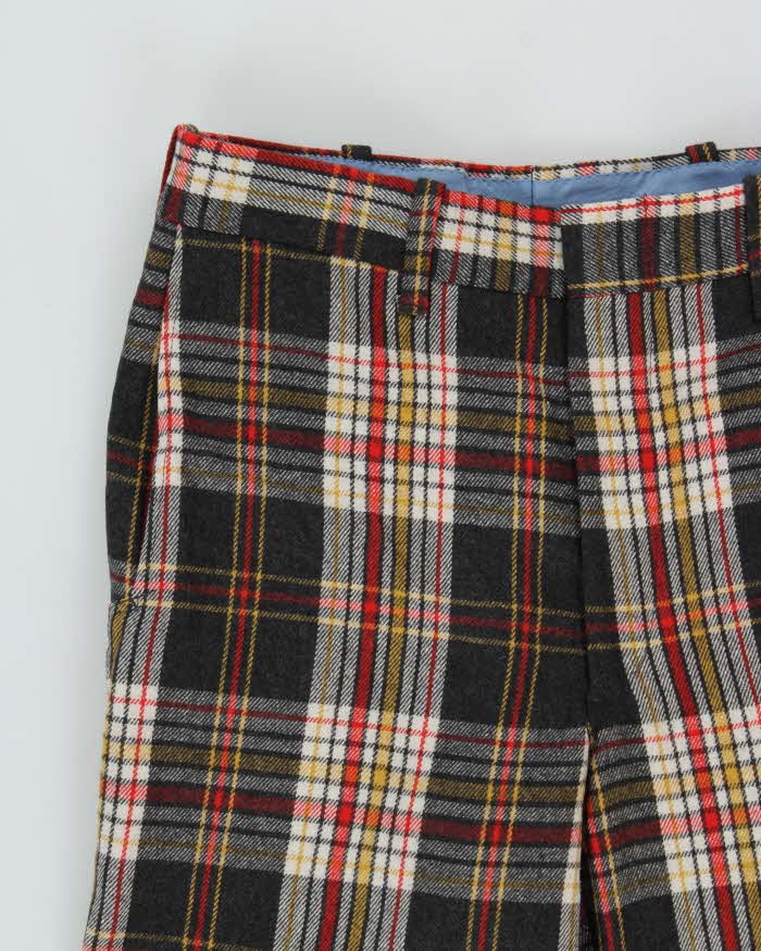 Vintage 1970s Rendale Wool Blend High Waisted Tartan Bell Bottom Flared Trousers - W30 L34