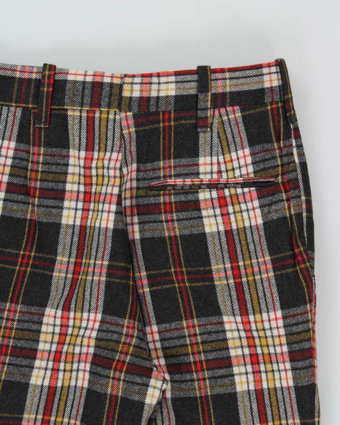 Vintage 1970s Rendale Wool Blend High Waisted Tartan Bell Bottom Flared Trousers - W30 L34