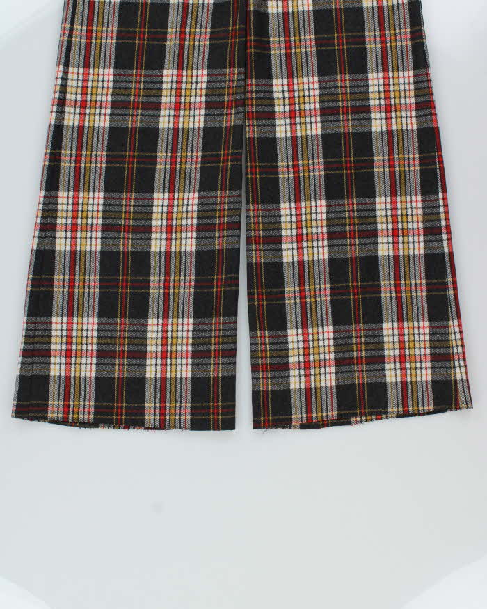 Vintage 1970s Rendale Wool Blend High Waisted Tartan Bell Bottom Flared Trousers - W30 L34