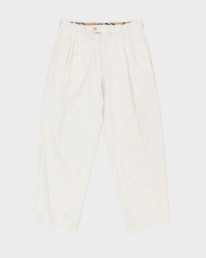 Vintage 1990s Burberry Pleated Relaxed Fit Summer Trousers - W32 L30