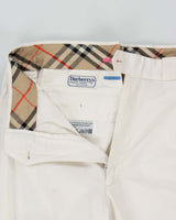 Vintage 1990s Burberry Pleated Relaxed Fit Summer Trousers - W32 L30