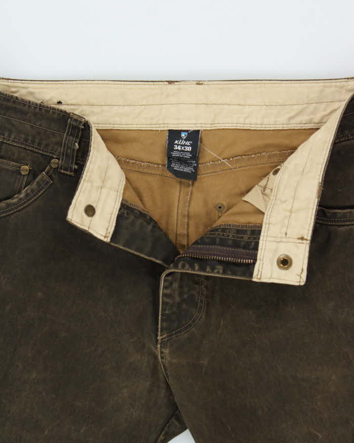 Vintage Kuhl Ryder Waxed Cotton Patina Dye Straight Leg Mountaineering Trousers - W34 L30