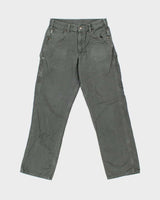 Vintage Carhartt B159 Dark Moss Canvas Loose Fit Carpenter Trousers - W30 L32