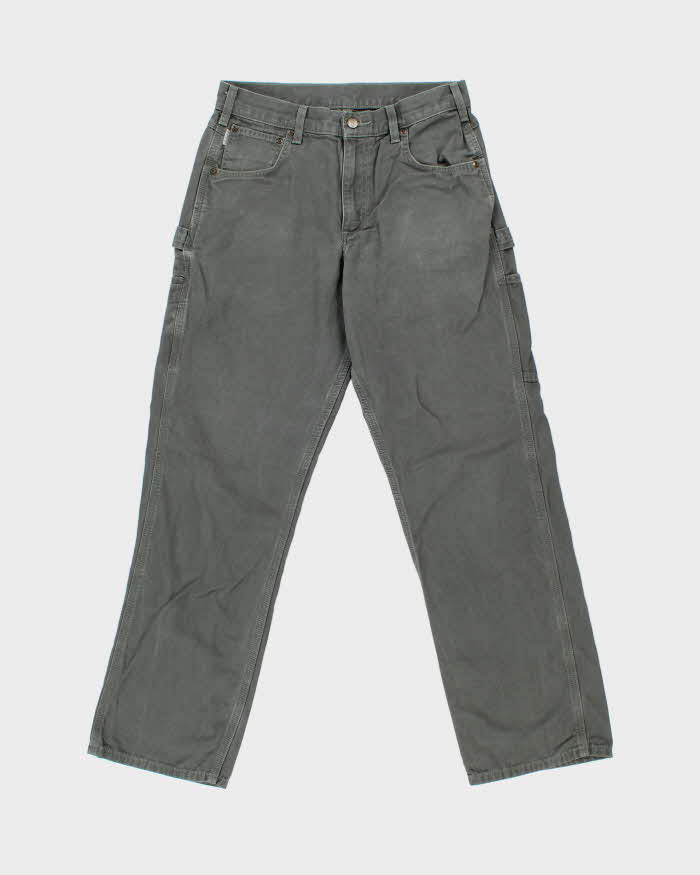Vintage Carhartt B159 Dark Moss Canvas Loose Fit Carpenter Trousers - W30 L32