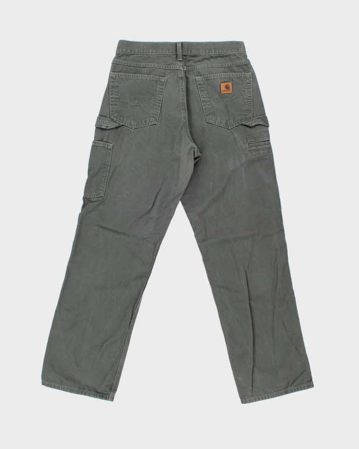 Vintage Carhartt B159 Dark Moss Canvas Loose Fit Carpenter Trousers - W30 L32