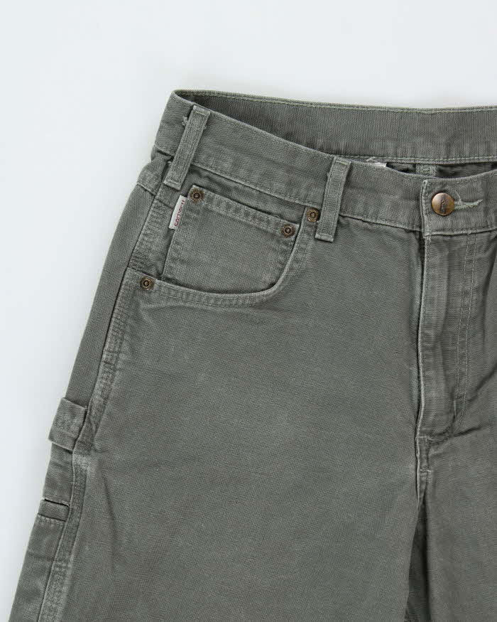 Vintage Carhartt B159 Dark Moss Canvas Loose Fit Carpenter Trousers - W30 L32