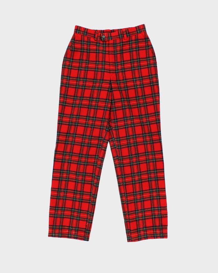 Vintage 1990s Pure Wool Royal Stewart Tartan Relaxed Fit Trousers - W28 L29
