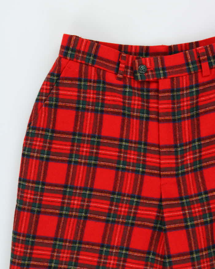 Vintage 1990s Pure Wool Royal Stewart Tartan Relaxed Fit Trousers - W28 L29