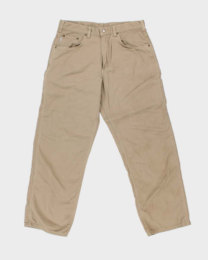 Vintage Carhartt B159 Golden Khaki Loose Original Fit Canvas Carpenter Trousers - W36 L32