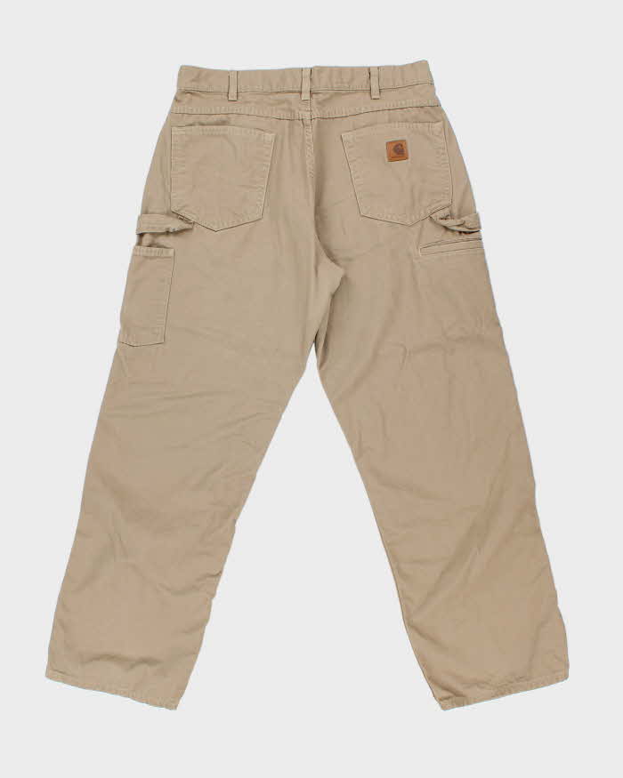 Vintage Carhartt B159 Golden Khaki Loose Original Fit Canvas Carpenter Trousers - W36 L32